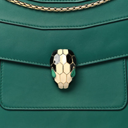 Calfskin Serpenti Forever Medium Shoulder Bag Emerald Green