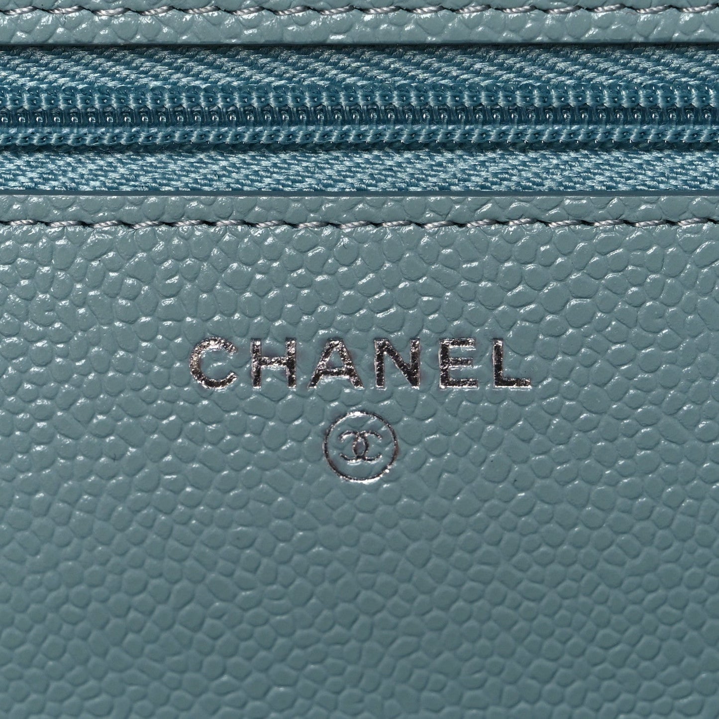 Caviar Quilted Wallet on Chain WOC Blue