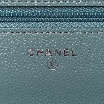 Caviar Quilted Wallet on Chain WOC Blue