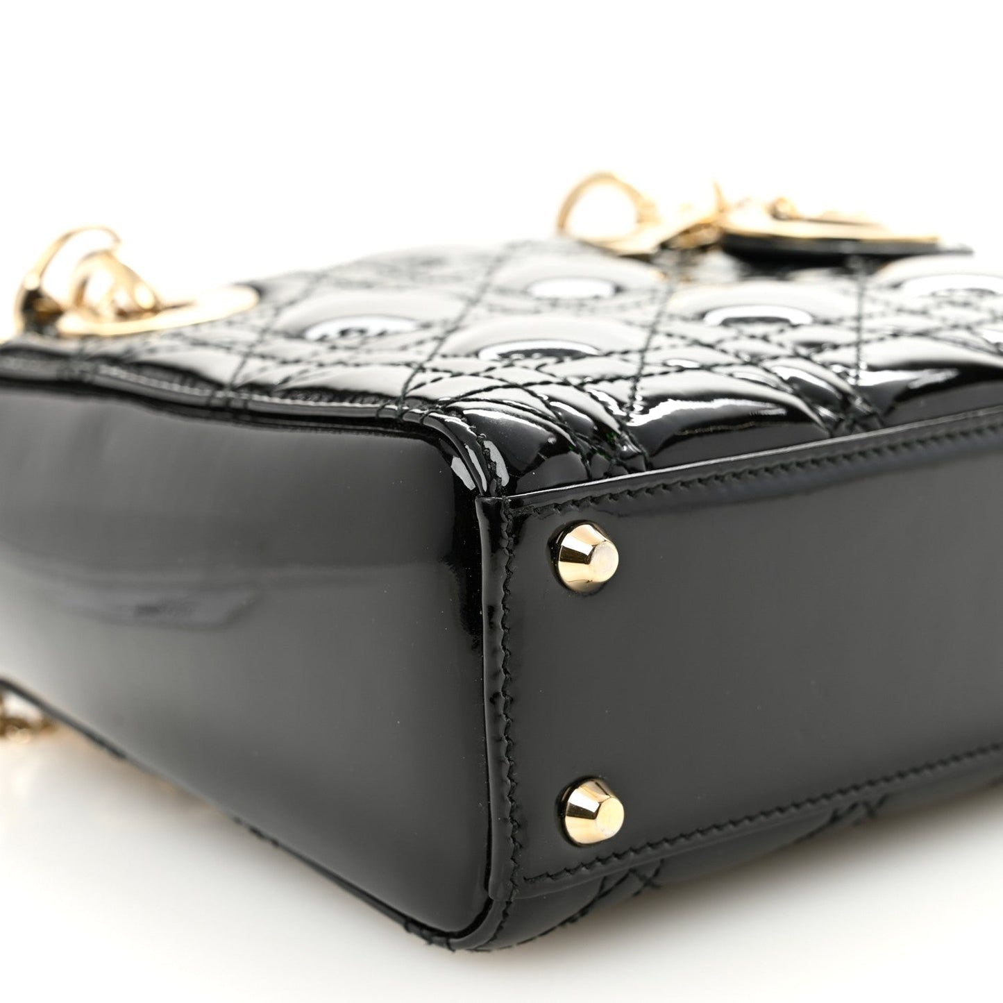 Patent Cannage Mini Lady Dior Black