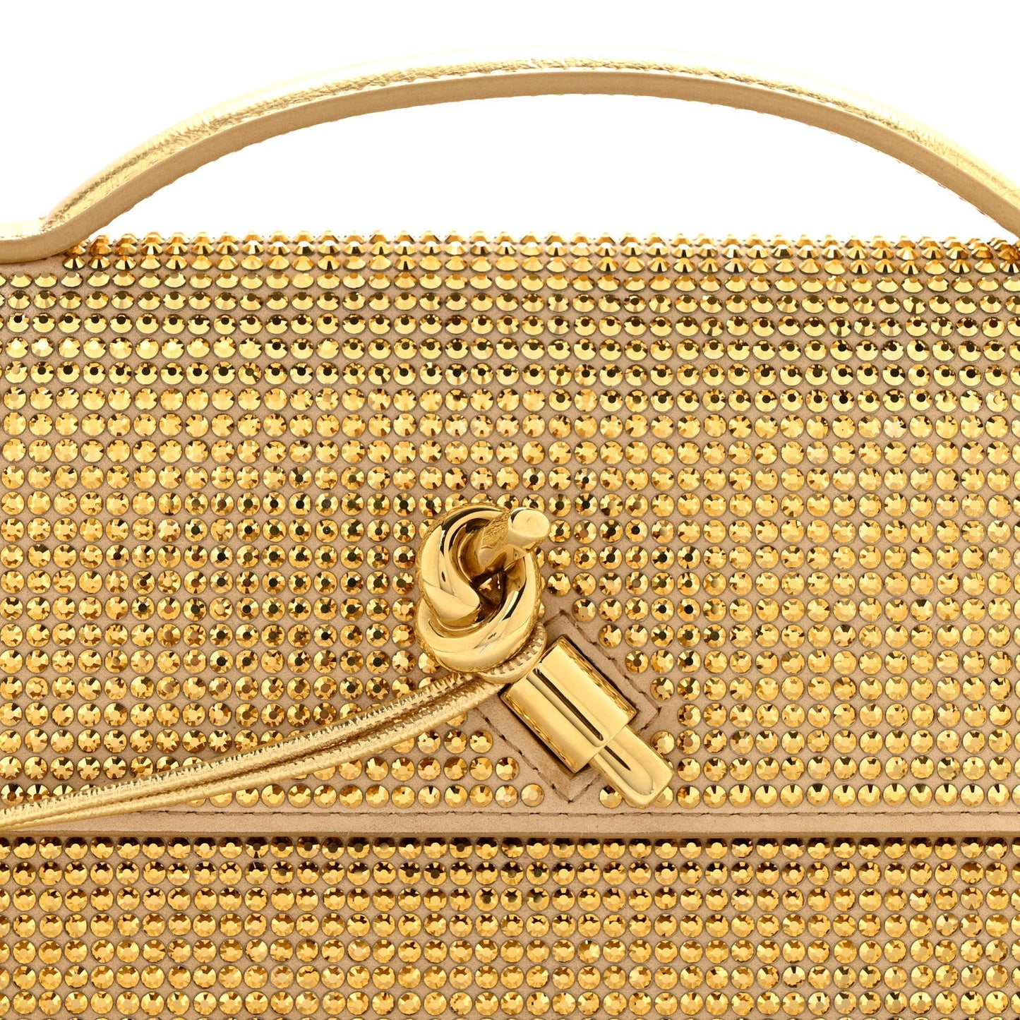 Nappa Crystal Long Andiamo Top Handle Clutch Porridge