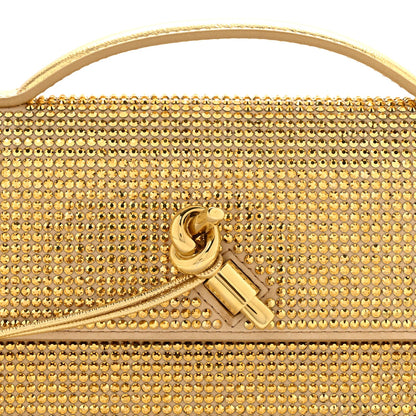 Nappa Crystal Long Andiamo Top Handle Clutch Porridge