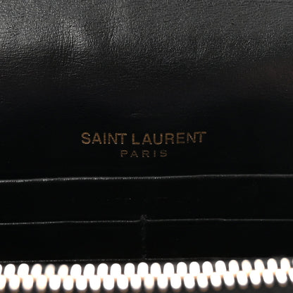 Calfskin Crocodile Embossed Kate Monogram Tassel Chain Wallet Black