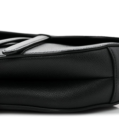 Grained Calfskin Saddle Bag Black