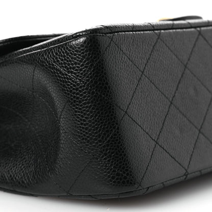 Caviar Quilted Jumbo Double Flap Black