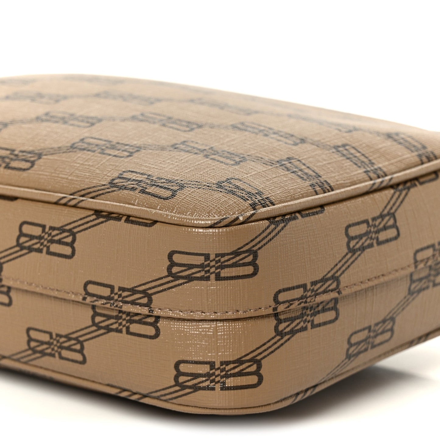 Coated Canvas BB Monogram Medium Signature Camera Bag Beige Brown