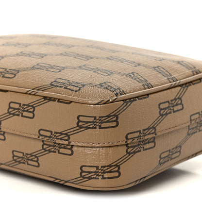 Coated Canvas BB Monogram Medium Signature Camera Bag Beige Brown