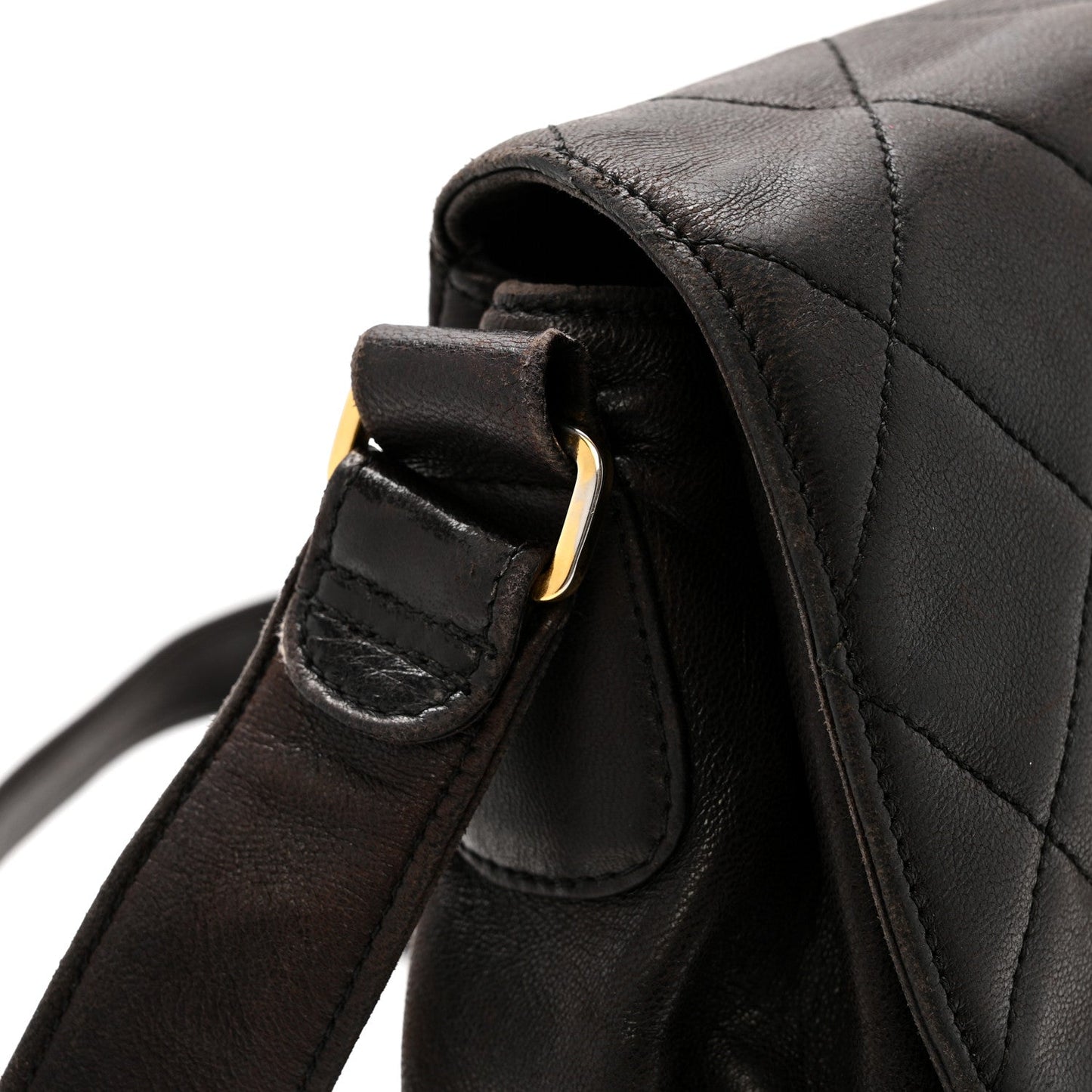 Lambskin Quilted Flap Shoulder Bag Black