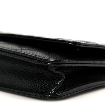 Caviar Quilted Wallet on Chain WOC Black