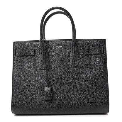 Grained Calfskin Large Sac De Jour Black