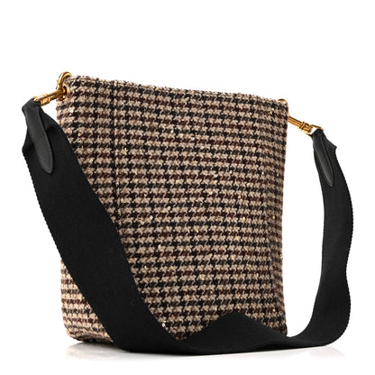 Tweed Small Sangle Bucket Bag Beige