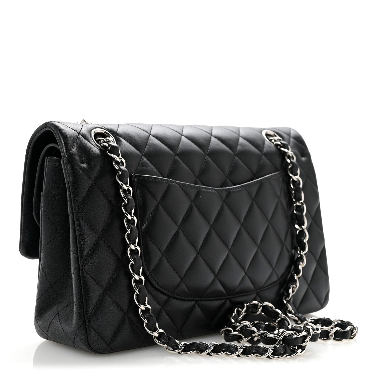 Lambskin Quilted Medium Double Flap Black