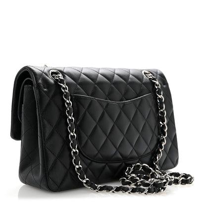 Lambskin Quilted Medium Double Flap Black