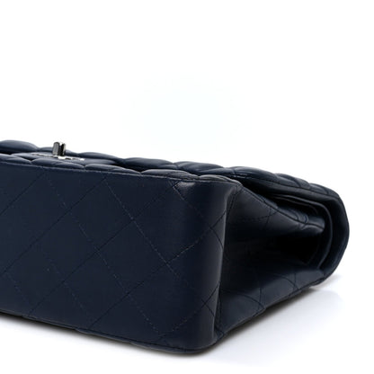 Lambskin Quilted Jumbo Double Flap Navy