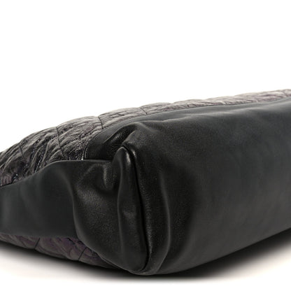 Crumpled Calfskin Quilted 31 Large Shopping Bag Black