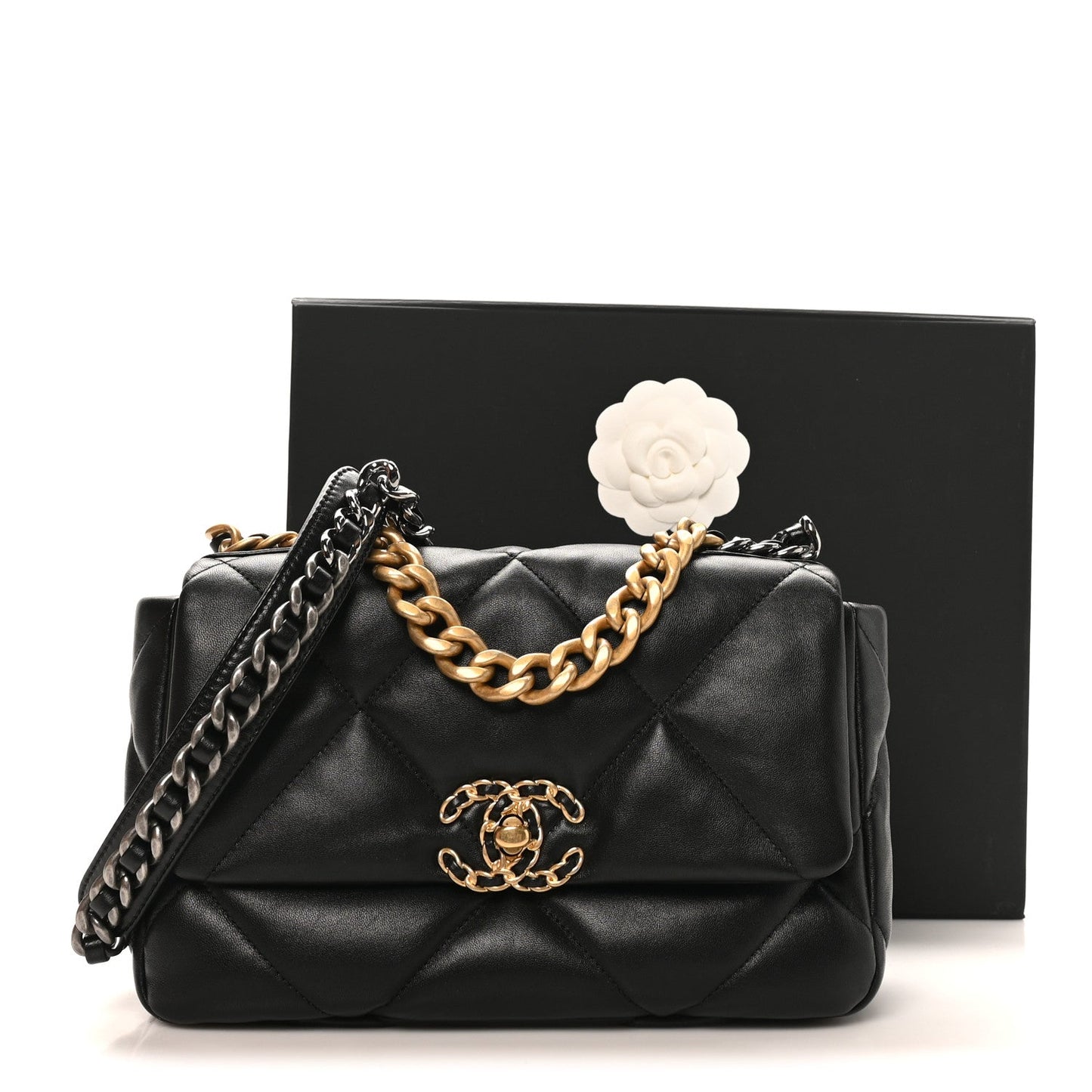 Lambskin Quilted Medium Chanel 19 Flap Black