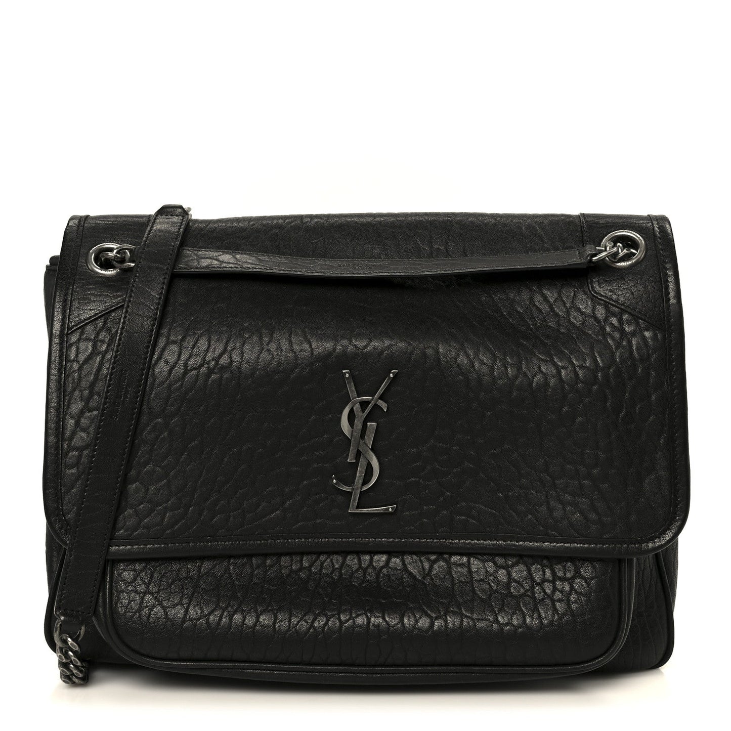 Grained Lambskin Monogram Large Niki Chain Satchel Black