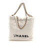 Shiny Calfskin Quilted Mini Chanel 22 White Black