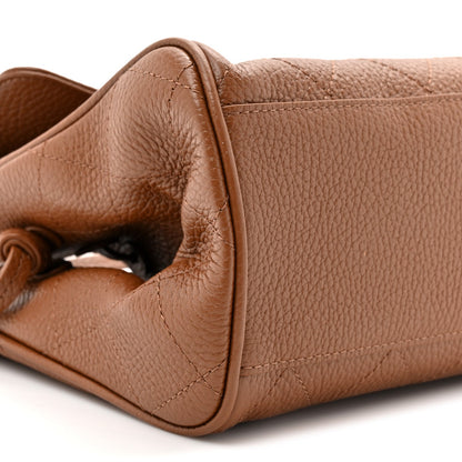 Grained Calfskin Stitched Urban Essentials Small Shopping Bag Camel
