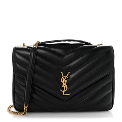 Lambskin Quilted Monogram Large Loulou Black