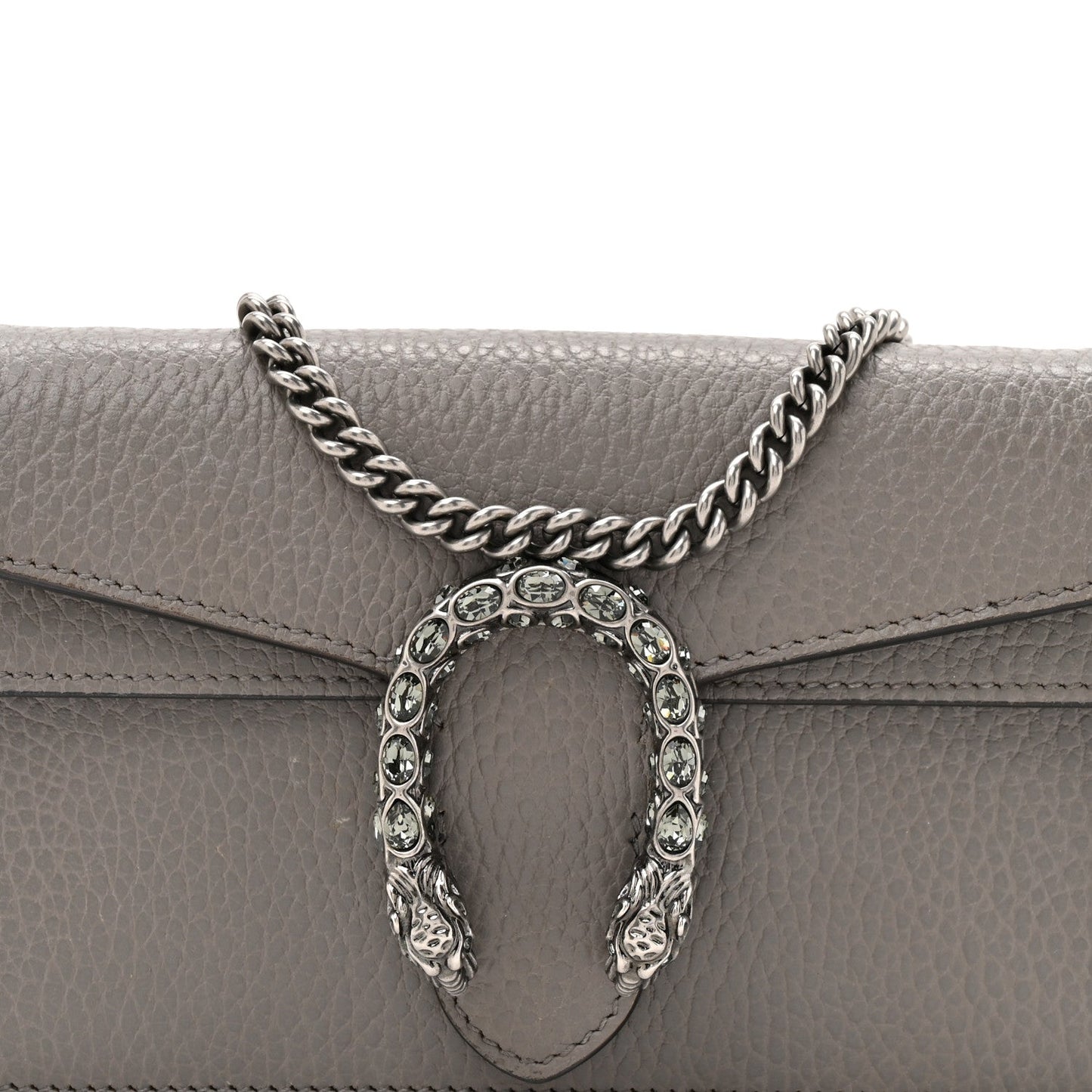 Dollar Calfskin Crystal Super Mini Dionysus Shoulder Bag Dusty Grey Black Diamond