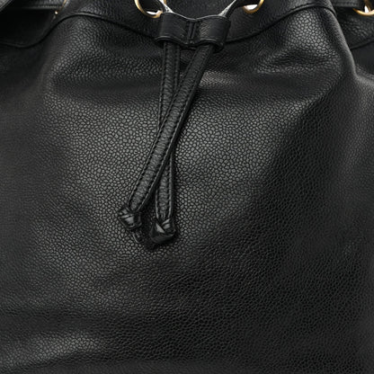 Caviar CC Drawstring Shoulder Bag Black