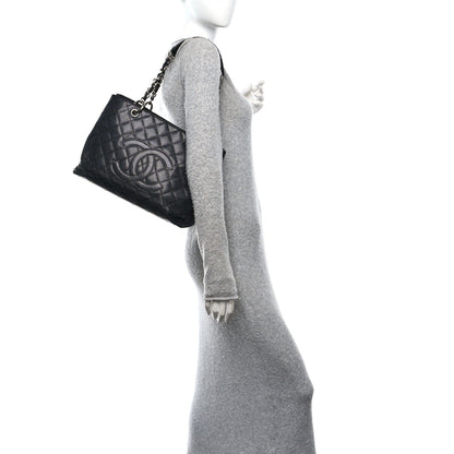 Caviar Quilted Grand Shopping Tote GST Black