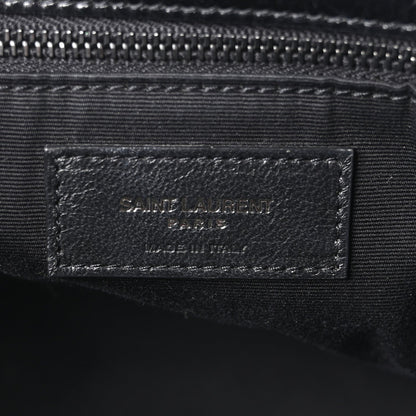 Crinkled Calfskin Matelasse Monogram Medium Niki Chain Satchel Black