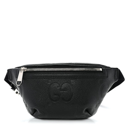 Piuma Calfskin Jumbo GG Embossed Small Belt Bag Black