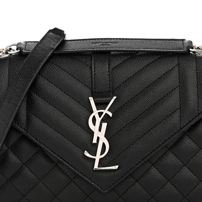 Grain De Poudre Textured Mixed Matelasse Triquilt Medium Monogram Satchel Black