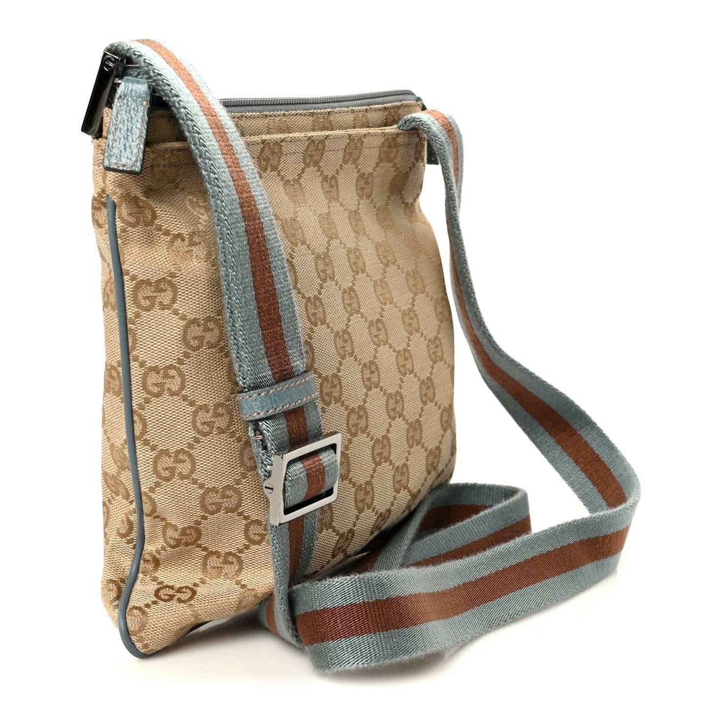 Monogram Web Small Flat Messenger Bag Blue