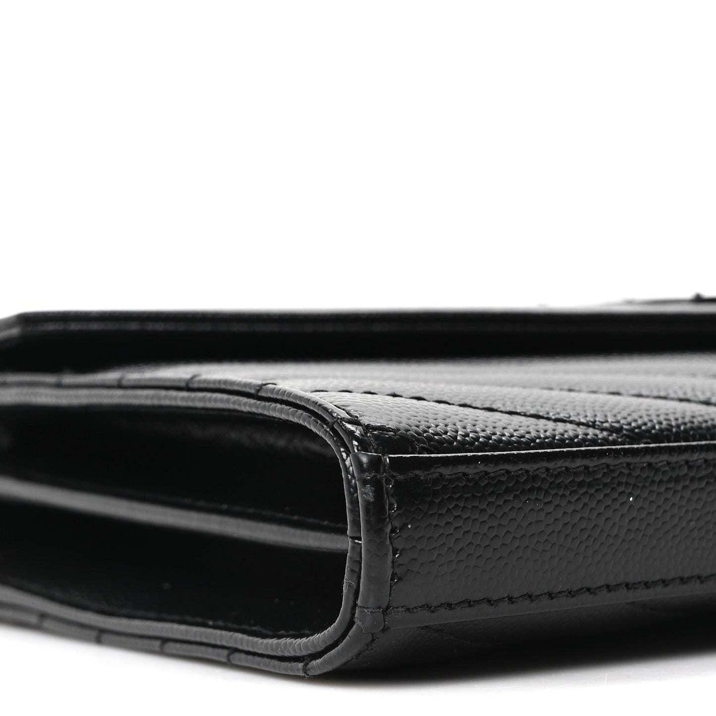 Grain De Poudre Matelasse Chevron Monogram Monochrome Chain Wallet Black