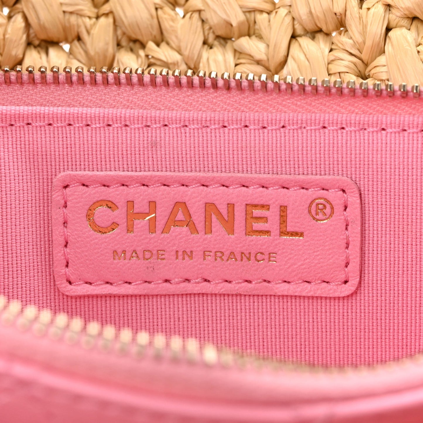 Raffia Chain Venice Beach Flap Bag Beige Pink
