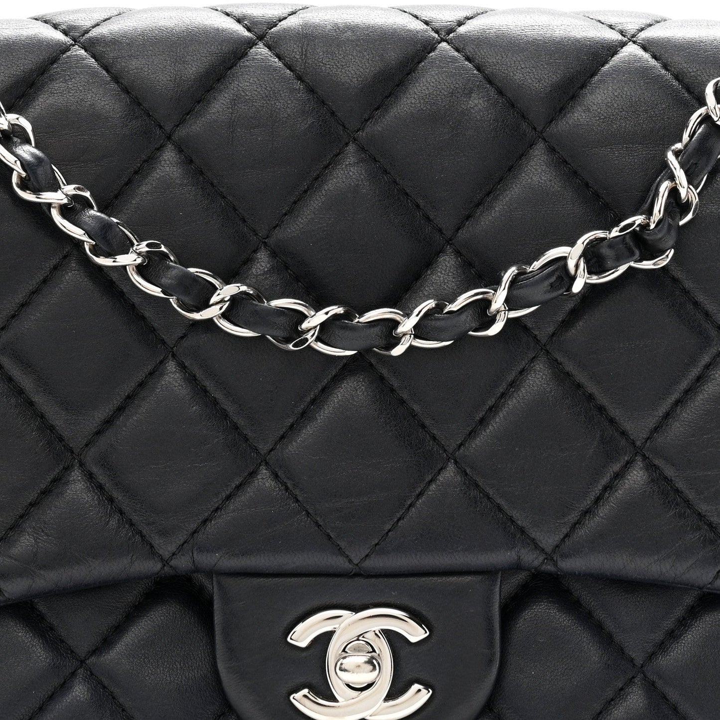Lambskin Quilted Jumbo Chanel 3 Flap Navy