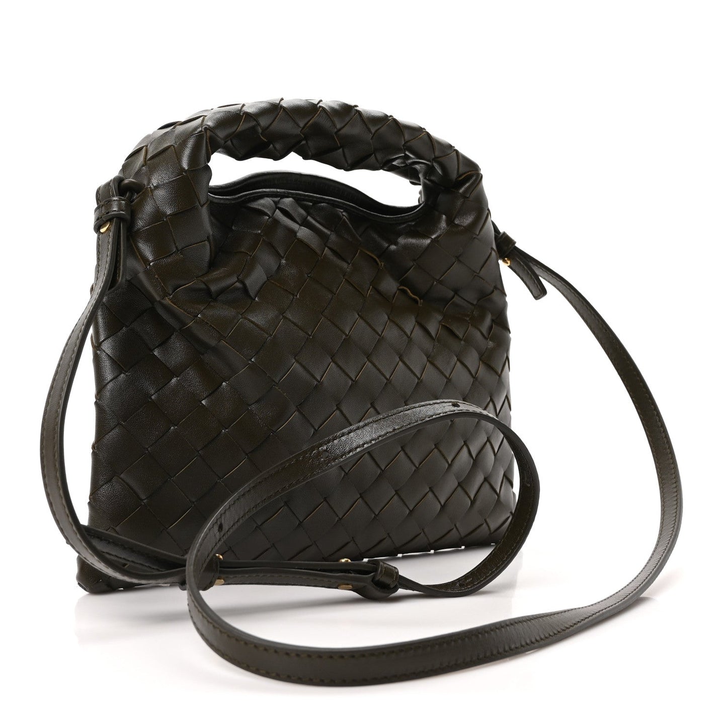 Calfskin Intrecciato Mini Hop Khaki