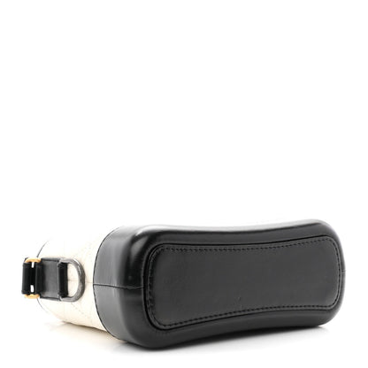 Aged Calfskin Quilted Small Gabrielle Hobo Black White
