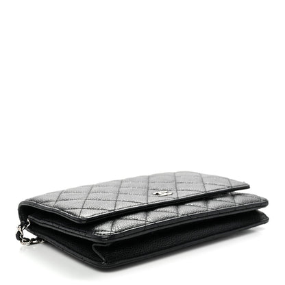 Caviar Quilted Wallet on Chain WOC Black