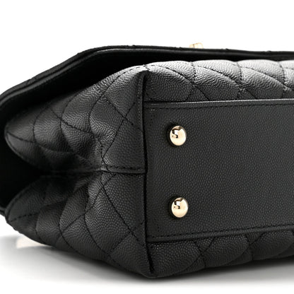 Caviar Quilted Mini Coco Handle Flap Black
