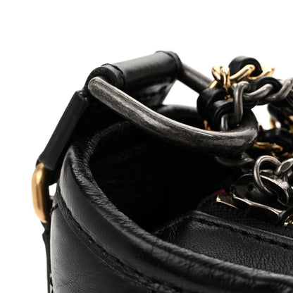 Aged Calfskin Quilted Small Gabrielle Hobo Black