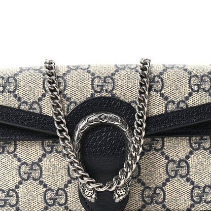 GG Supreme Monogram Textured Dollar Calfskin Super Mini Dionysus Shoulder Bag Beige Blue
