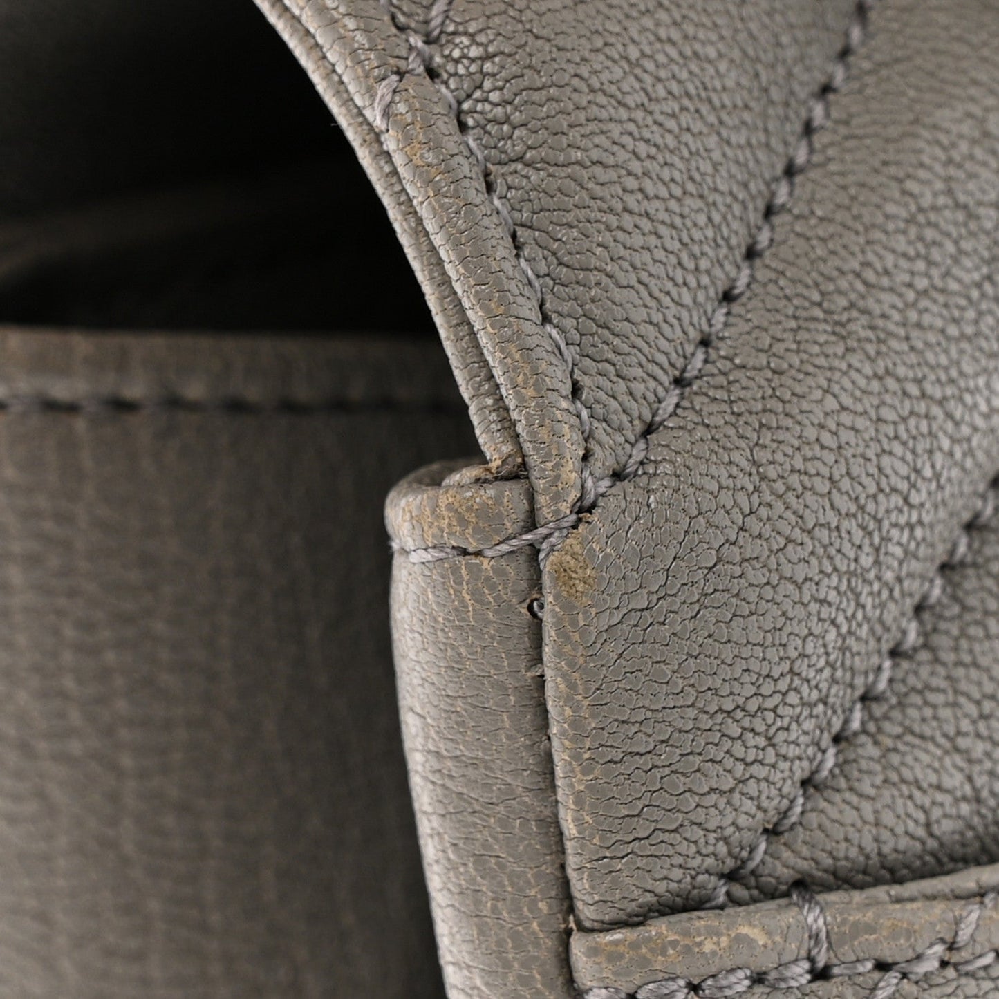 Sheepskin Matelasse Chevron Monogram Medium College Bag Granite