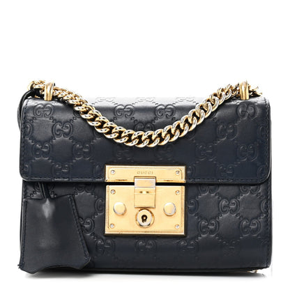 Guccissima Small Padlock Shoulder Bag Blue Agata