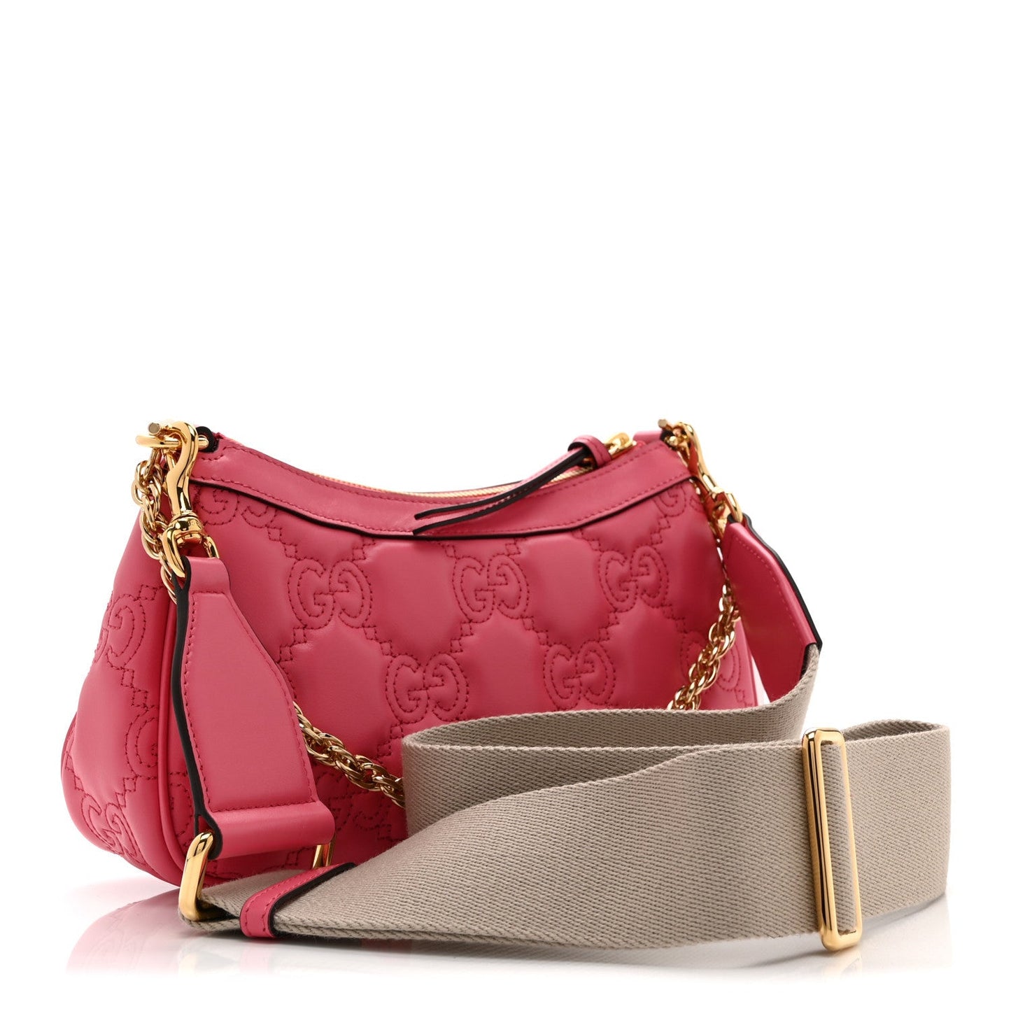 Calfskin GG Matelasse Chain Handbag Rhodamine Pink Natural