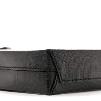 Squared Calfskin Logo Shopping Phone Holder Bag Black