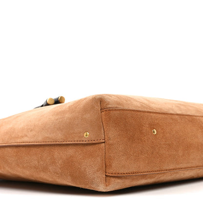 Suede Calfskin Marcie Hobo Bag Black Tan