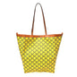 Triomphe Canvas Calfskin Medium Flat Shopper Tote Yellow Navy