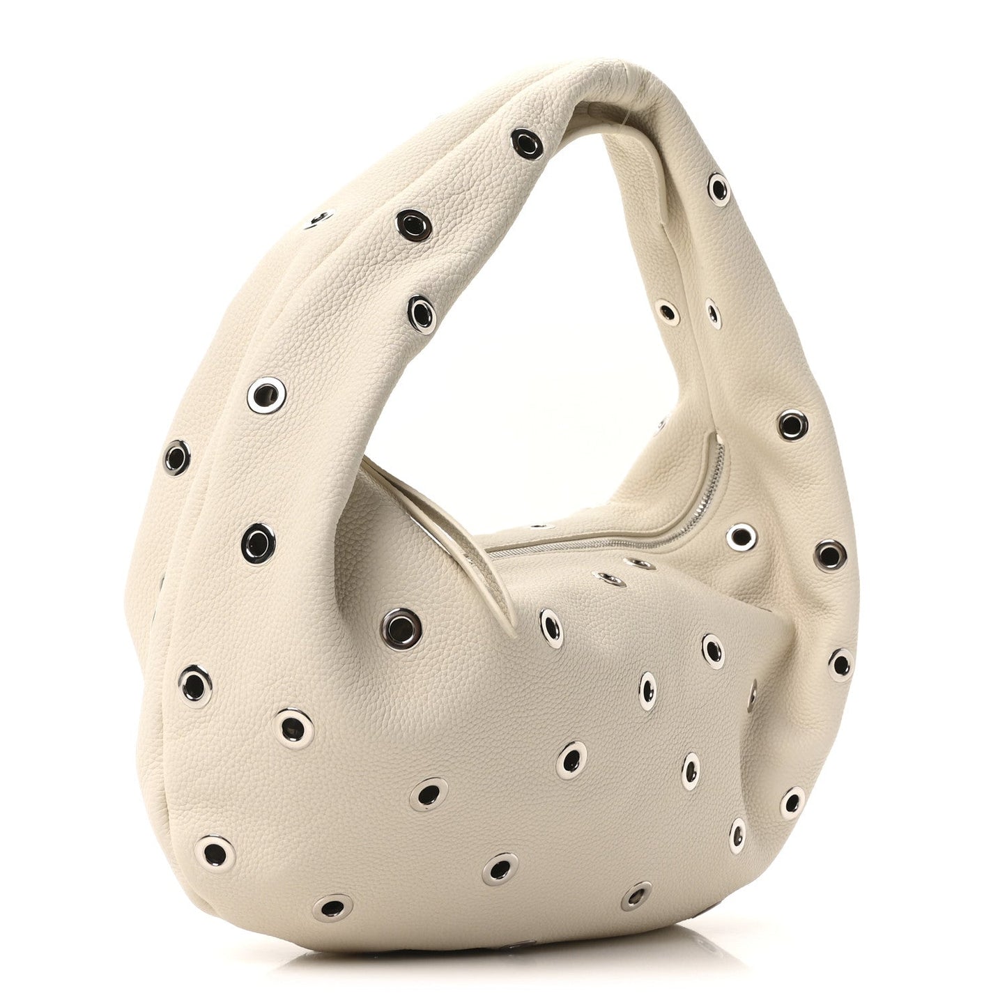 Pebbled Calfskin Grommet Medium Olivia Hobo Dark Ivory