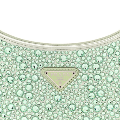 Satin Crystal Cleo Adjustable Strap Shoulder Bag Acqua