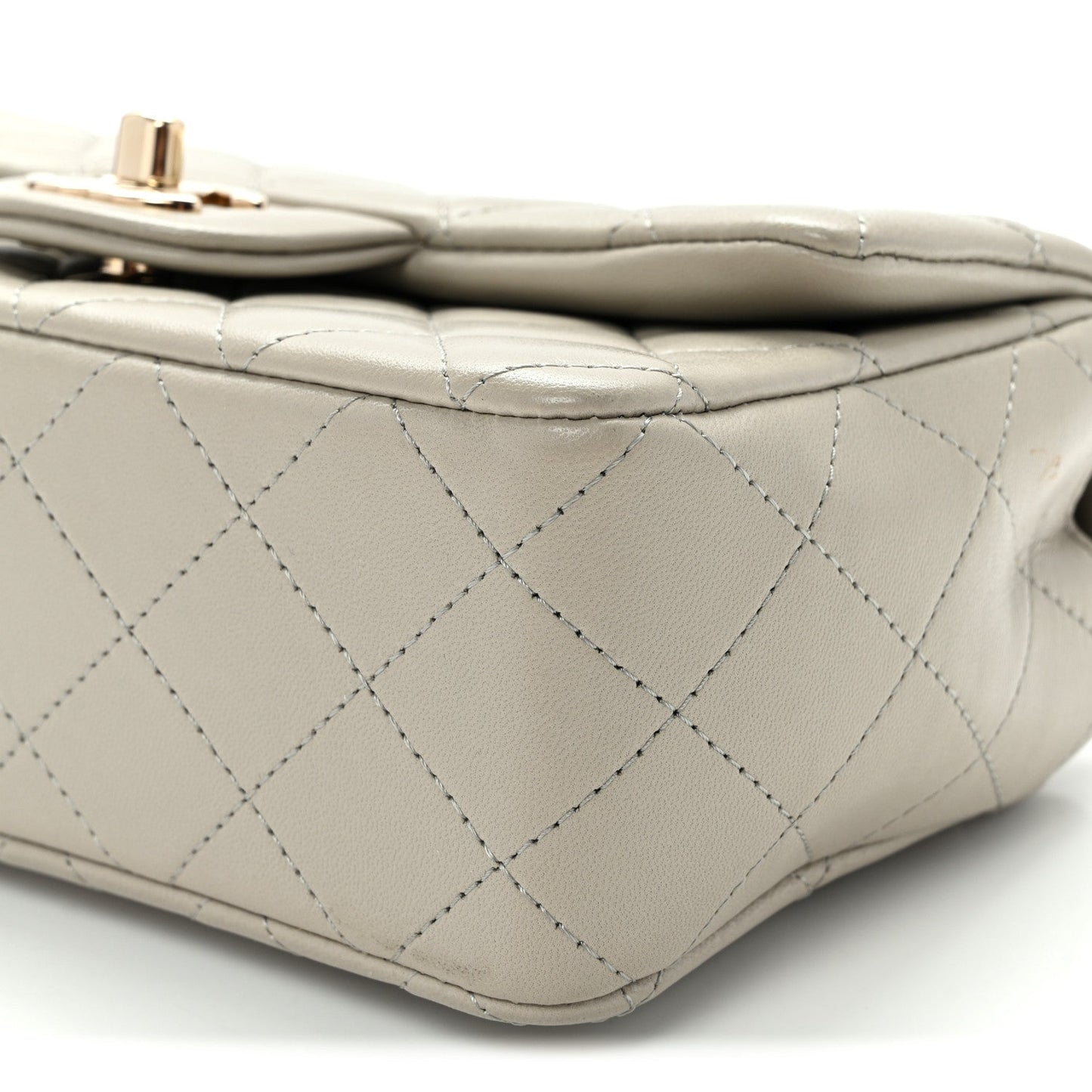 Lambskin Quilted Mini Rectangular Flap Grey