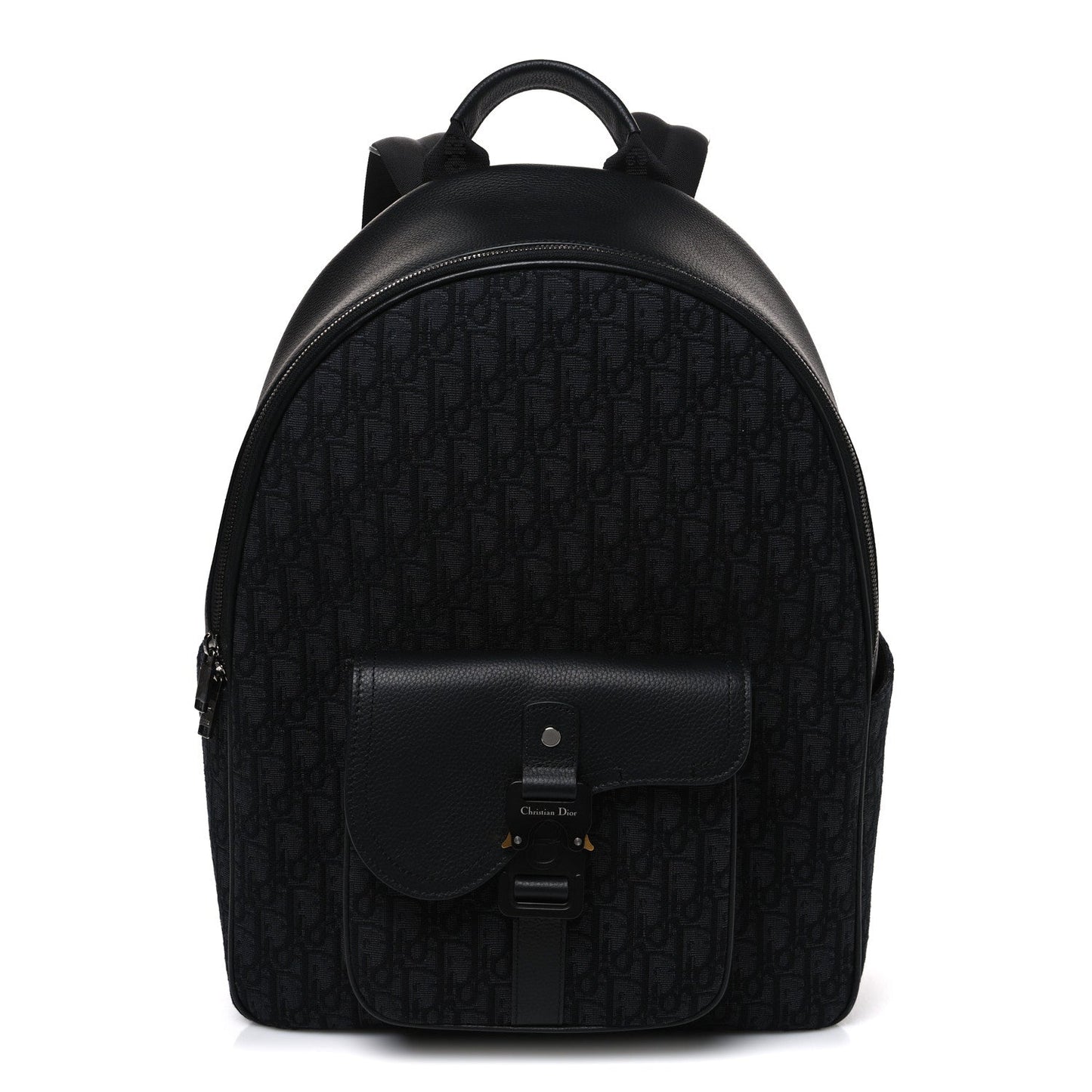 Oblique Jacquard Saddle Zip Backpack Black